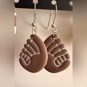 Brown Baseball Glove -Shaped Earrings Polymer Clay Handmade
